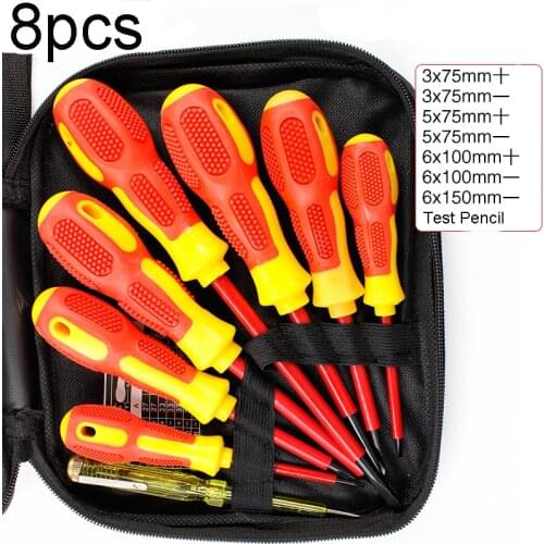 6/7/8Pcs Insulated Screwdriver Set Withstand Voltage 1000V Precision Magnetic Phillips Slotted For Electrician Repair Hand Tool