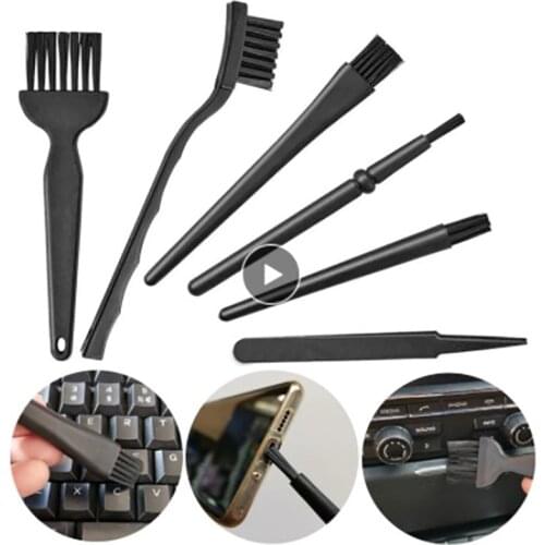 6pcs Anti Static Keyboard Brush Cleaning Kit Black Keyboard Cleaning Brushes Dust Brush Cleaner Kit Household Cleaning Tools