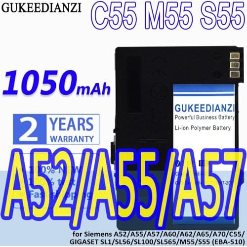 GUKEEDIANZI Battery C55 M55 s55 1050mAh for Siemens A52/A55/A57/A60/A62/A65/A70/C55/GIGASET SL1/SL56/SL100/SL565/M55/S55 EBA-51