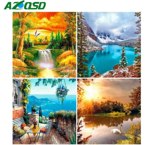 AZQSD 5d Diamond Painting Lake Picture Of Rhinestones Handmade Craft Diamond Embroidery Scenery Full Square Drill Home Decor
