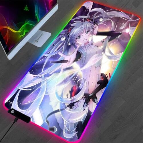 Girl Anime RGB Symphony Large Mouse Pad Office Keyboard Desktop Desk Mat LED Luminous Rubber Notebook Desktop Computer MousePad