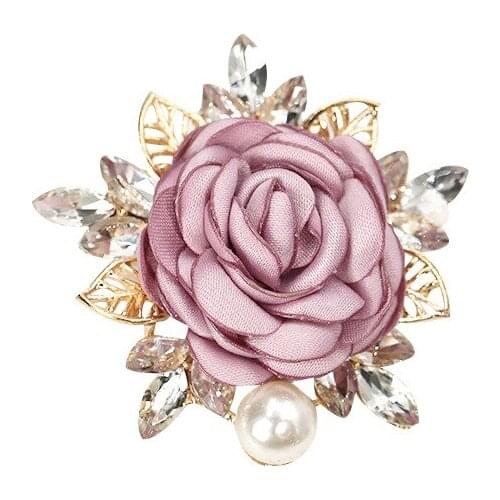 Handmade Luxury Cloth Art Flower Brooch Crystal Lapel Pin Corsage Suit Scarf Buckle Fashion Jewelry for Women Accessories Gifts