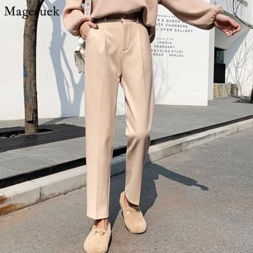 Loose Women High Waist Black Pants Sweatpants Women Trousers New Autumn Winter Pants Women Thicken Warm Woolen Harem Pants 11887