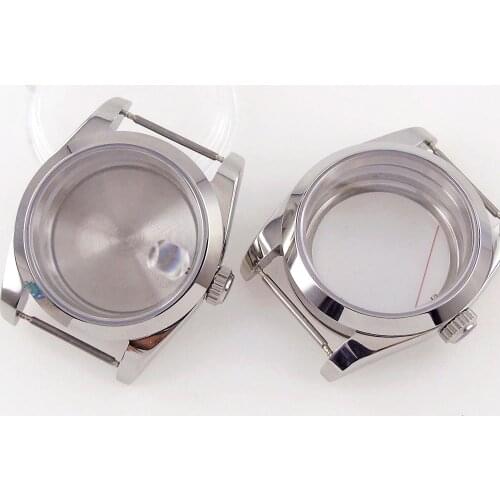 36mm Mens Watch Case 316L Sapphire Glass Fit For NH35 NH36 Miyota 8215 DG 2813 Automatic Movement Polished Glass/Steel Back