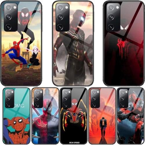 Spider Man black Tempered Glass shell Phone case For SamSung Galaxy S8 S9 S10E S20 S21 S5 S30 Plus S20 fe 5G Lite Ultra