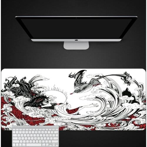 Black White Mousepad Grande Rubber Anti-Slip Large Mouse Pad Gamer Personality Keyboard Computer Office Laptop Desk Gaming Mat