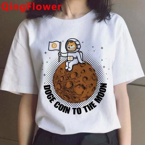 Dogecoin to the Moon t-shirt male kawaii tumblr japanese print harajuku kawaii summer top harajuku kawaii