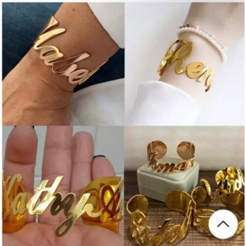 DOREMI Stainless Steel Pave name bangle Cuff custom bangle Christmas Graduation Gift Mothers Day gift Custom bangle Christmas