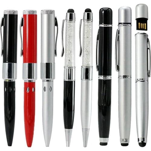 PenDrive Crystal Pen U Disk USB Flash Drive Pen Capacitive Pen Ball Point Triple 8GB 16GB Pen Drive 32GB USB Flash Memory 64GB