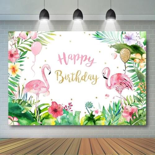 Flamingo Birthday Backdrop Lets Flamingle Girl Birthday Party Decor Tropical Hawaiian Photography Tropical Flower Background