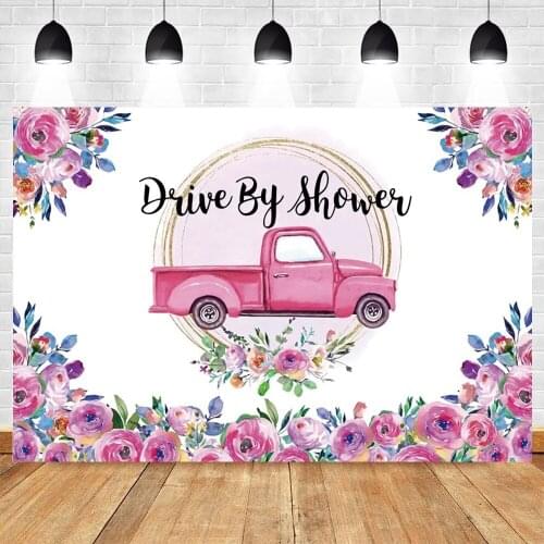 Yeele Newbron Baby Shower Birthday Spring Pink Flower Car Truck Photocall Background Photography Backdrop Photo Studio Custom