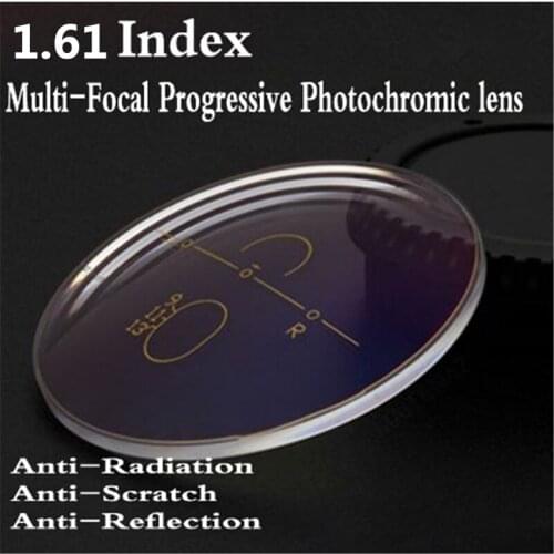 Index 1.61 Photochromic Grey Brown Lens for Progressive Multi-focal Glasses Super Thin See Near Far Myopia Reading Eyeglasses
