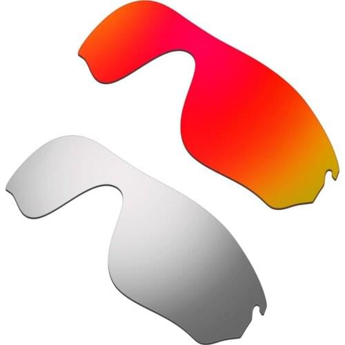 HKUCO Red/Silver 2 Pairs Polarized Replacement Lenses For RadarLock-Edge Sunglasses Increase Clarity