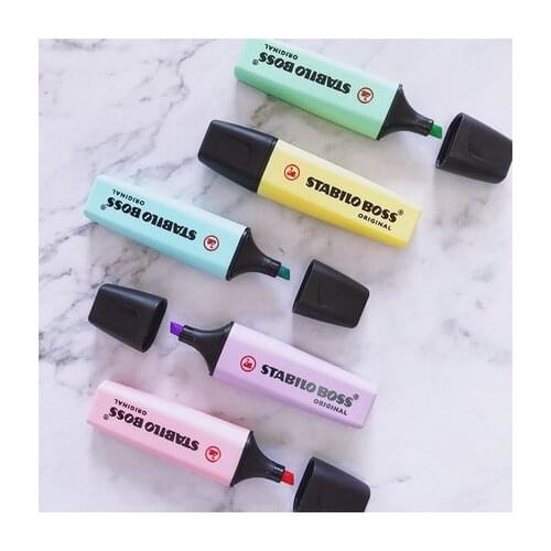JIANWU 1pc STABILO BOSS 9 color Fluorescent pen Color highlighter pen Marker pen The earliest fluorescent pen in the world