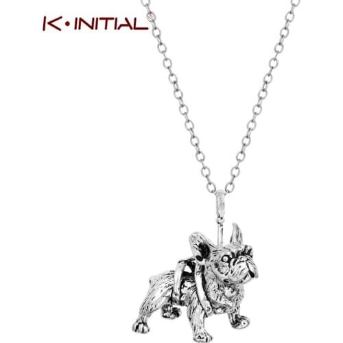Kinitial Realistic French Bulldog Necklaces Miniature Animal Shaped Pendant Necklace Charm Chain Dropshipping Jewelry For Gift