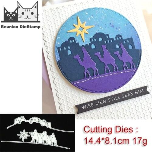 Reunion New 2020 Metal Cutting Dies and Scrapbooking Paper Making Desert Camel Castle Embossing Hot Foil Plates Frame Card Craft