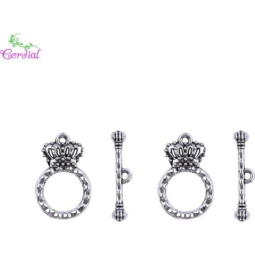 Fashion Jewelry 100 Sets Crown Shaped Toggle Clasps Antique Rhodium Color Connector Handmade Charms Bracelet Jewelry Accessories