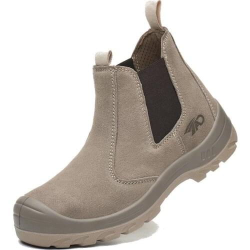 Mens casual steel toe caps work boots cow suede leather safety shoes outdoors worker safe boot security chelsea botas de hombre