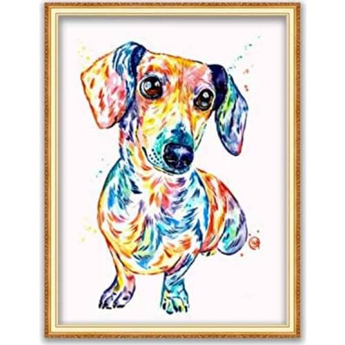 Animal Dog Dachshund DIY Cross Stitch Embroidery 11CT Kits Needlework Craft Set Printed Canvas Cotton Thread Home Decoration