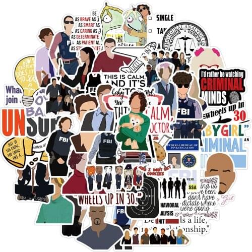 50pcs Criminal Minds Graffiti Stickers Vinyl TV Series Decal Sticker for Laptop Skateboard PS4 Guitar Helmet Classic Pegatina