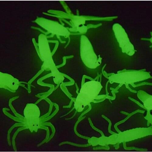 Novelty 12Pcs Soft Spider Insect Night Glow Worms Halloween Toy Joke Gag C5AA