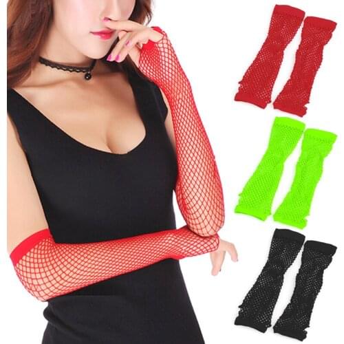 2021 New Sexy Women Lady Punk Dance Costume Party Lace Fingerless Fishnet Gloves Mittens