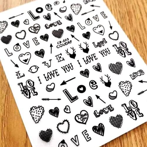 Newest CB203 3D design 3d nail sticker decal export Japan rhinestiones DIY decorations for nail wraps