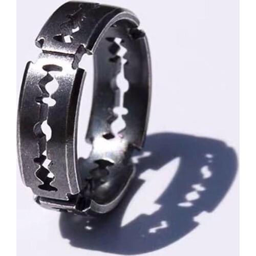 Charm Exaggerated Titanium Steel Blade Ring Mens Rock Punk Razor Ring Stainless Steel Ring Party Ladies Jewelry Gifts