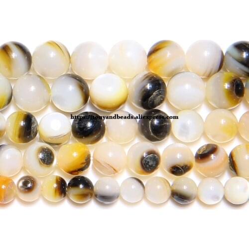 One 15" Strand =1Lot ! ) Black Lip Sea Shell Pearl Round Loose Beads 4 5 6 7 8 9 10MM Pick Size