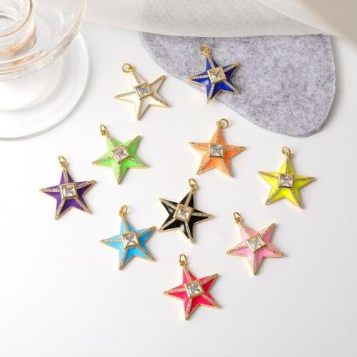 Juya Handmade Candy Colorful Pentagram Star Charms For DIY Women Men Fashion Pendant Bracelet Necklace Earrings Making Material