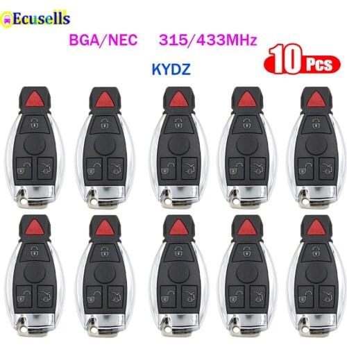10PCS/LOT 3+1 Buttons 315MHz 433mhz Keyless Entry Smart Full Remote Key Fob for Mercedes Benz 2000+ Support BGA/NEC