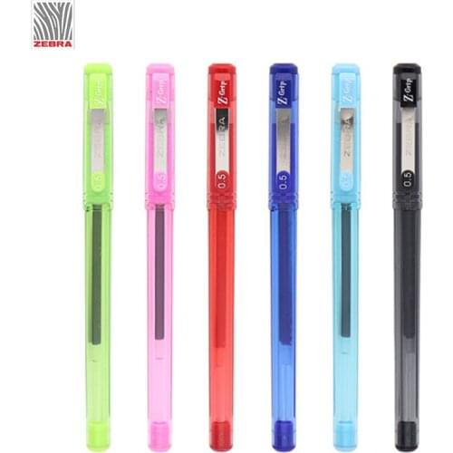 6 pcs Japan ZEBRA C-JJ1 Gel Pen 0.5mm Non-slip Grip Color Pen Holder School Office Pen