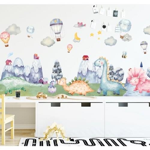 Snow Mountain Dinosaur Park Wall Sticker for Kids rooms Wall Decor Vinyl Wall Decals Home Decor Art Murals Removable Stickers