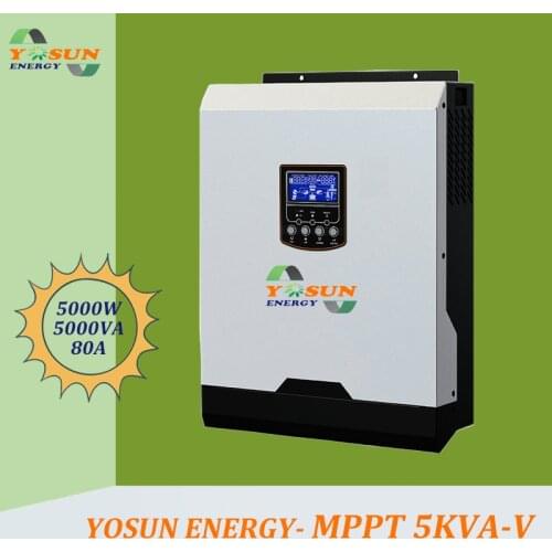Solar Inverter 500Vdc 5000W 80Aac MPPT 48Vdc 220Vac Off-Grid Inverter 5Kva Pure Sine Wave Inverter 60A Battery Charger