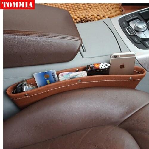 Tommia Storage Box Car Organizer Seat Gap Leather Case Pocket Car Seat Side Slit for Storage Wallet Phone Cigarette car-styling