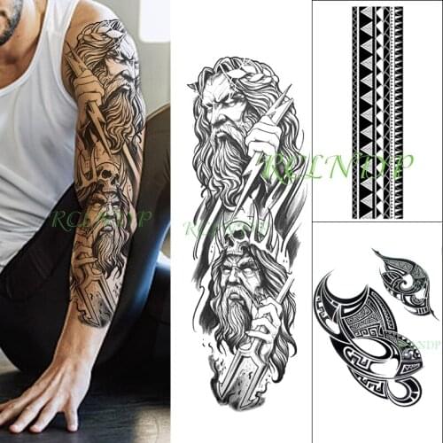 Waterproof Temporary Tattoo Stickers dark Tenjin full arm sleeve and flower arm combination fake tatto flash tatoo for men women