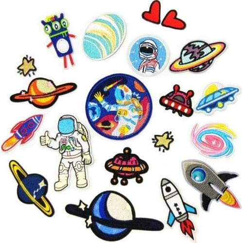 Embroidered Cloth Stickers Astronaut Rocket Planet Astronaut DIY Clothing Sewing Patch Clothing Patch