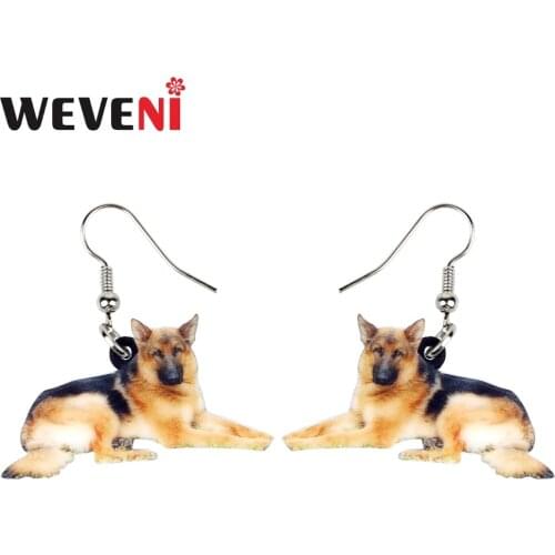 WEVENI Acrylic Novelty German Shepherd Dog Earring Big Long Dangle Drop Anime Animal Jewelry For Women Girls Teen Wholesale Gift