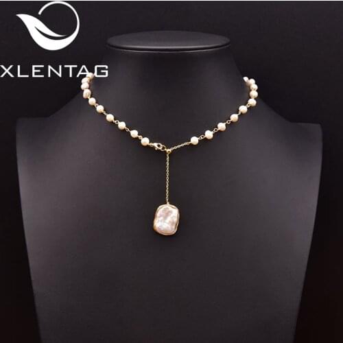 Xlentag Natural Baroque Freshwater Pearl Handmade Movable Pendant Necklace Women Wedding Party Gift Fashion Fine Jewelry GN0282
