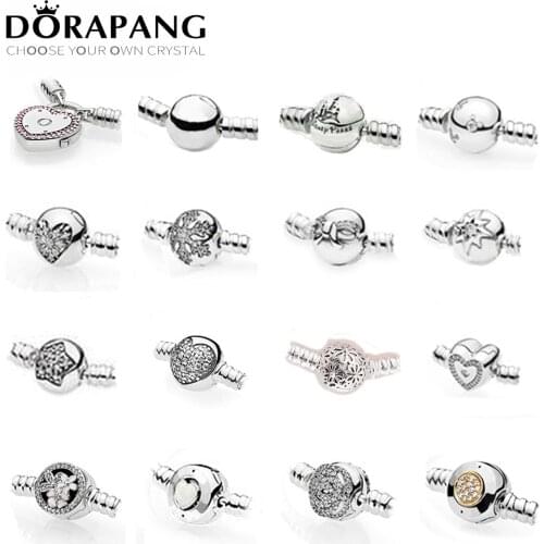 NEW 2018 100% 925 Sterling Silver Classic Basic DIY Bracelet Clip Buttun Chain Head Round Heart Shape Multiple Style Selection