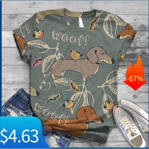 Women Short Sleeve 3D Animal Print T Shirt New Summer Casual Loose Cute Dog Tshirts Fashion Female Tees Top Plus Size S-4XL