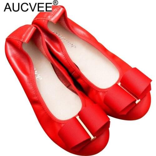 High Quality Genuine Leather Mother Shoes Fashion Bow Round Toe Slip-on Ballet Flats Ladies Casual Cow Leather Flats Size 34-43