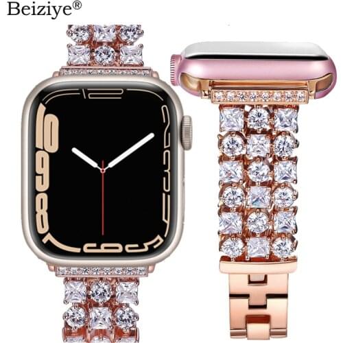 Women Diamond Strap for Apple Watch Band SE 6 5 44mm 40mm Luxury Bling Replacement Bracelet for iWatch Band 38mm 42mm Series 3 2