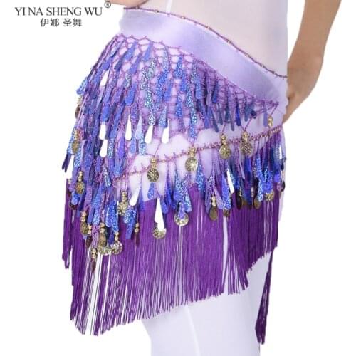 Women Belt Bellydance Scarf Hip Belly Dance Accessories Sequins Tassel Triangle Wrap Costume Belt Shawl Chiffon Fringe scarf New