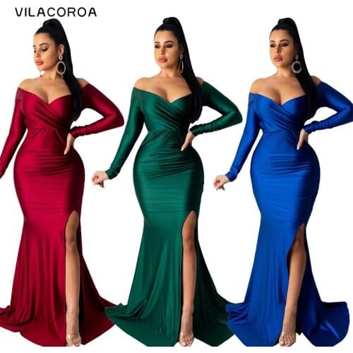 Verano Mujeres Maxi Dress V-neck Cross Strapless Short-Sleeved High Waist Zippers Solid Fishtail Dress Sexy Modis Party Dress