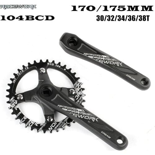 Racework Mountain Bike Tooth Plate 104bcd Square Hole Crank 170MM 175mm Aluminum Alloy Crank