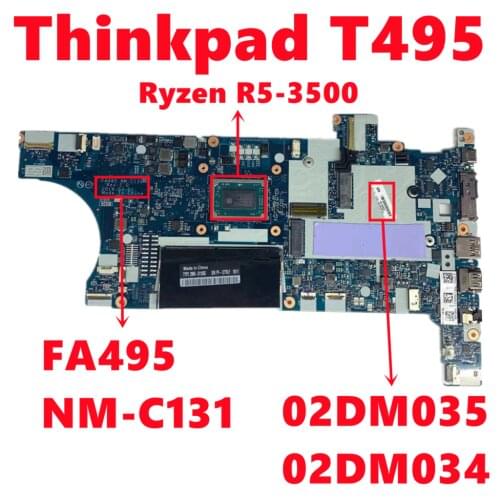 02DM035 02DM034 For Lenovo Thinkpad T495 Laptop motherboard FA495 NM-C131 Mainboard With Ryzen R5-3500 8G-RAM DDR4 Fully Tested