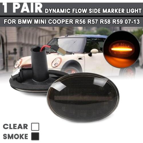 1 Pair For BMW MINI Cooper R55 R56 R57 R58 R59 CL-R56-LSM-SM Flowing Repeater Day Lamp Dynamic LED Side Marker Light Indicator