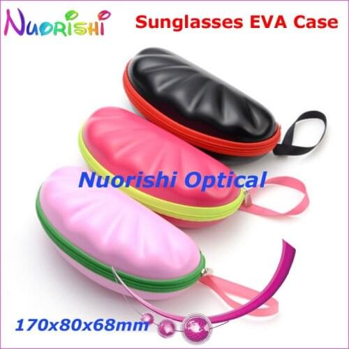 10pcs Shell Shape Large Size Nice 3 Colors Zipper Eyeglasses Glasses Sunglasses Eyewear EVA Case Box ML037 Free Shipping