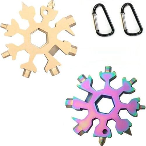 2pcs/pack 18 In 1 Snowflake Multi Tool Keychain Spanner Hex Wrench Screwdriver Multipurpose Camp Survive Outdoor Hike Tool